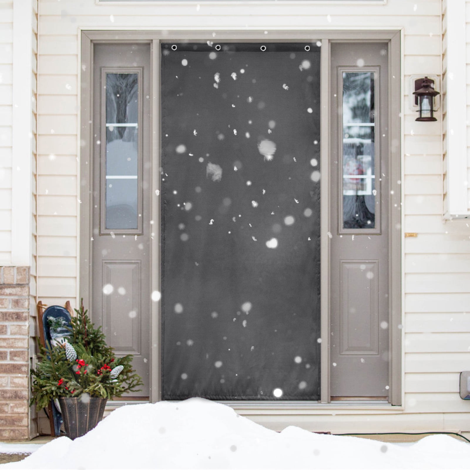 Lapalife Thermal Insulated Door Curtain, Waterproof Quilted Soundproof  Windproof Temporary Winter Thicken Cotton Door to Keep Warm in Winter, 32  x 80, Gray, 1 Panel 