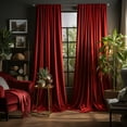 thumbnail image 1 of Lapalife 2 Panels Christmas Velvet Curtains, Rod Pocket Elegant Soft Thermal Insulated Room Darkening Curtain for Classical Living Room Bedroom, 52"x 96", Burgundy Red, 1 of 7
