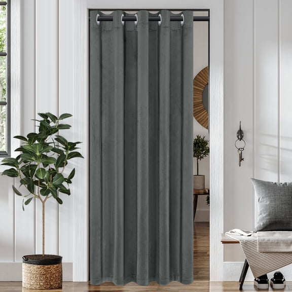 Lapalife Velvet Door Curtain, Privacy Room Divider Doorway Curtains Thermal Insulated Closet Curtain, 42''x 80'', Dark Gray, 1 Panel