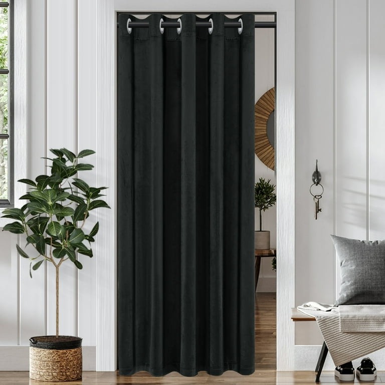 Lapalife Velvet Door Curtain Privacy Room Divider Doorway Curtains Thermal Insulated Closet 52 X 80 Black 1 Panel Com