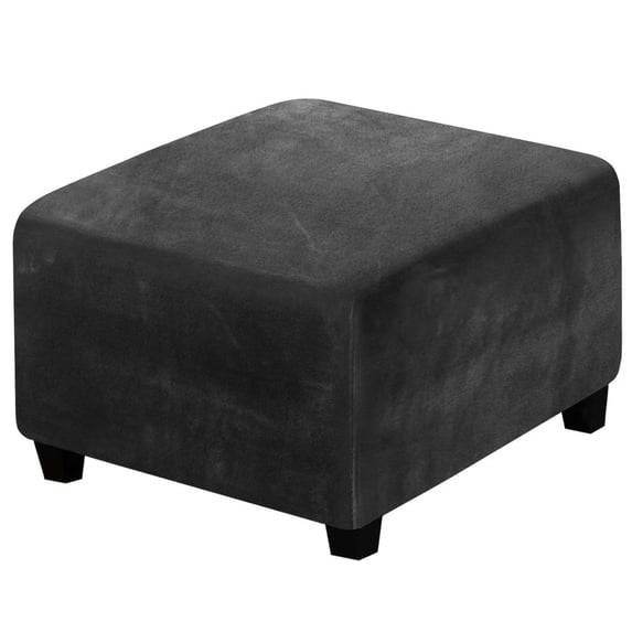Lapalife Velvet Square Ottoman Covers Ottoman Slipcovers Folding Storage Footstool Cover Furniture Protector with Elastic Bottom, Black