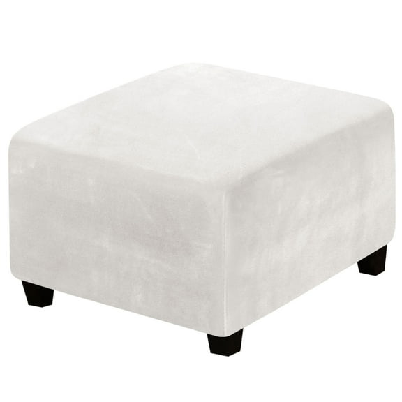 Lapalife Velvet Square Ottoman Covers Ottoman Slipcovers Folding Storage Footstool Cover Furniture Protector with Elastic Bottom, White