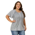 thumbnail image 1 of Lapaplus Plus Size Summer Tops for Women Butterfly Sleeve Lace Twofer Blouse Trendy Going Out, Gray XL-6XL, 1 of 10