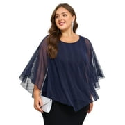 LAPAPLUS 2025 Plus Size Sparkly Tops for Women - Silver Mesh Two-Piece Cocktail Blouse for Wedding Guest/Night Out, Sleeveless Glitter Top