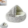 thumbnail image 1 of Lapcatz Nest Bed, Lapcatz Bed, Pursnug Cat Bed, Cat Bed Round Plush Fluffy Hooded Calming Cat Bed Cave, Pursnug Cat Cave, Lapcatz Nest for Pet, Semi Enclosed Pet Nest, Covered Warm Cat Bed, 1 of 7