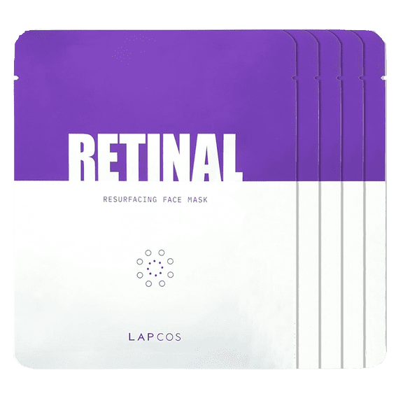 Lapcos Retinal Resurfacing Face Beauty Mask, 5 Sheets, 1.05 oz (30 g) Each