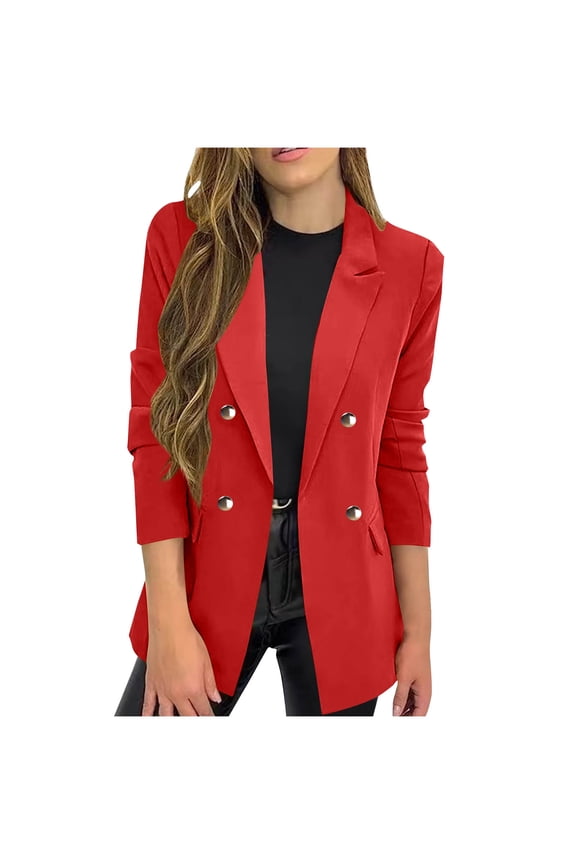 Lapel Blazer for Women Fashion Suit Jacket Fashion Solid Button Suit Coat Long Sleeve Casual Coat Blouse for Business
