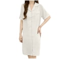 thumbnail image 1 of Lapel Collar Button Nightgowns for Women Summer Short Sleeve Mid-Long Nightshirt with Pockets, 1 of 5