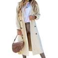 thumbnail image 1 of Lapel Collar Double Breasted Women's Winter Elegant Coats Long Notched Pea Coat, 1 of 8