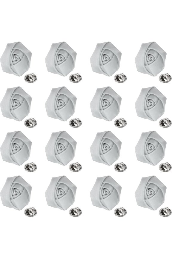 Lapel Flowers for Men Suits, Pin Satin Rose Artificial Fabric Brooch Boutonnieres Wedding Party Prom Ceremony