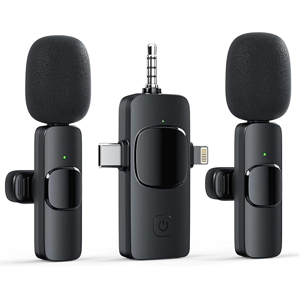Lapel Microphone Wireless for Video Recording, Vlog, Streaming, 3 in 1 Professional Wireless Lavalier Microphone, Android, Camera