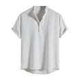 thumbnail image 1 of Lapel Tees Tops Buttons Henley Shirt for Big Men Summer Deals SMihono Men's Shirt Stripe Stand Collar Casual Loose Large Short Sleeve Printed Shirt Top Blouse White 8, 1 of 4