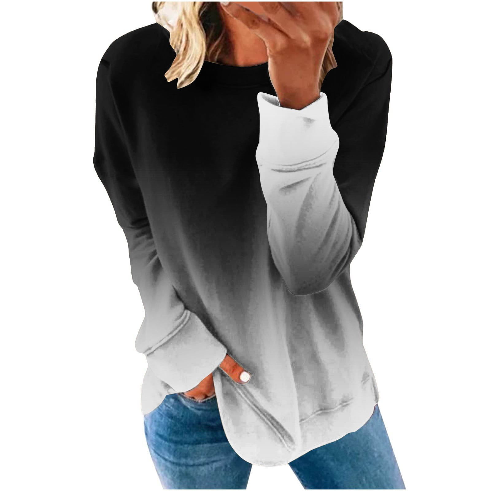 Graphic Print Long Sleeve Tops for Women Fashion Turtleneck Cozy Fleece  Casual Loose Pullover Sweatshirts with Pockets(Navy,S) 