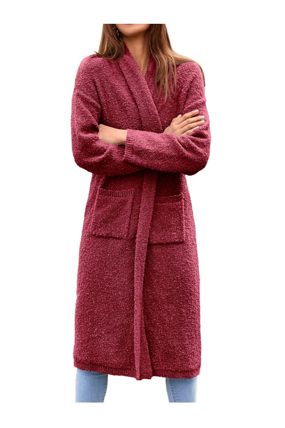 Lapel Womens Open Front Oversized Chunky Fuzzy Sweater Coats Long Cardigan