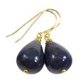 thumbnail image 1 of Lapis Earrings 14k Gold Filled Denim Blue Lapis Lazuli Smooth Cut Rounded Fat Teardrops Spyglass Designs, 1 of 3