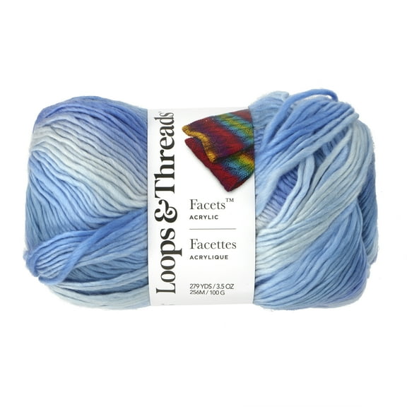 Loops & Threads Lapis Facets Yarn - Medium Weight Yarn for Knitting, Crochet, Weaving, Arts & Crafts, 15 Pack
