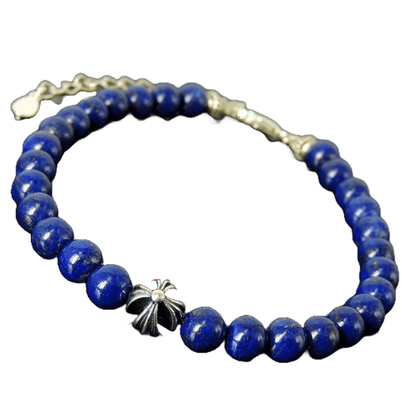 Lapis Lazuli 8mm Round Shape Smooth Cut Beads 7 inch Adjustable Silver Plated Clasp Bracelet for men, women, unisex. Link Chain Stacking Bracelet.|LINK_04414
