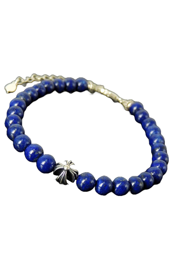 Lapis Lazuli 8mm Round Shape Smooth Cut Beads 7 inch Adjustable Silver Plated Clasp Bracelet for men, women, unisex. Link Chain Stacking Bracelet.|LINK_04414