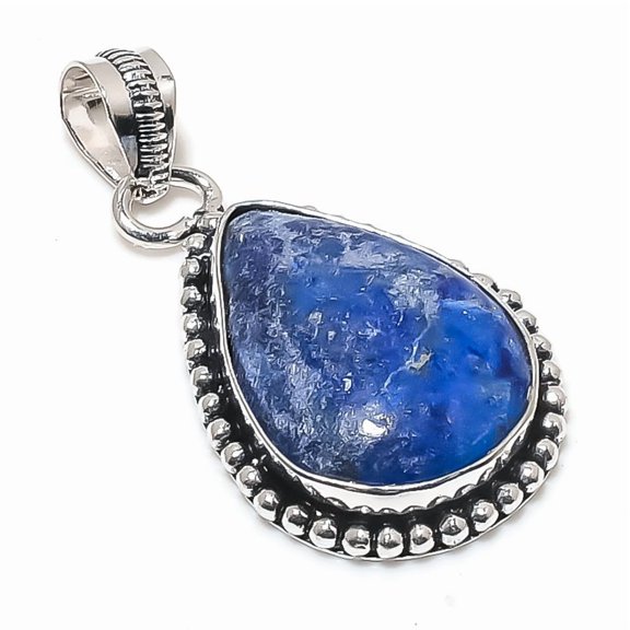 Lapis Lazuli 925 Sterling Silver Gemstone Handmade Jewelry Pendant 1.58"