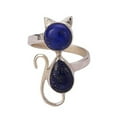 thumbnail image 1 of Lapis Lazuli 925 Sterling Silver Handmade Women Statement Cat Ring Size 13.5, 1 of 4