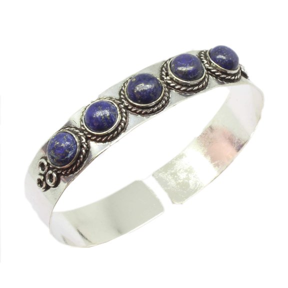 Lapis Lazuli Bangle Gemstone Bangles Handmade Bangles Silver Plated Bangles