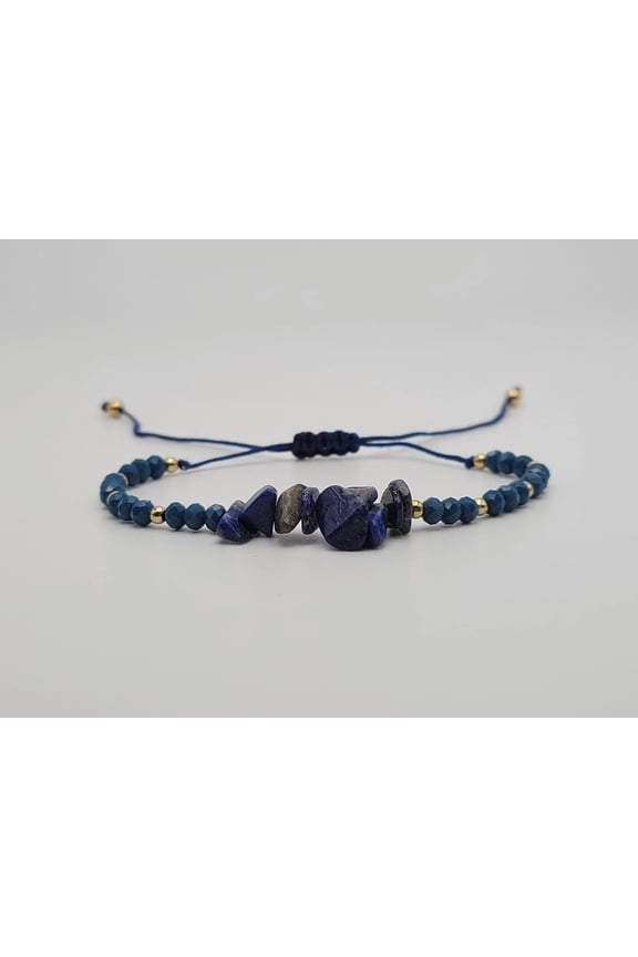 Lapis Lazuli Chip Bracelet Handmade Genuine Crystal Bracelet