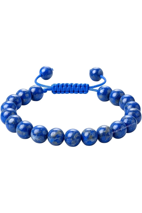 Lapis Lazuli Crystal Bracelet - 8mm Beaded Bracelet and Healing Stones