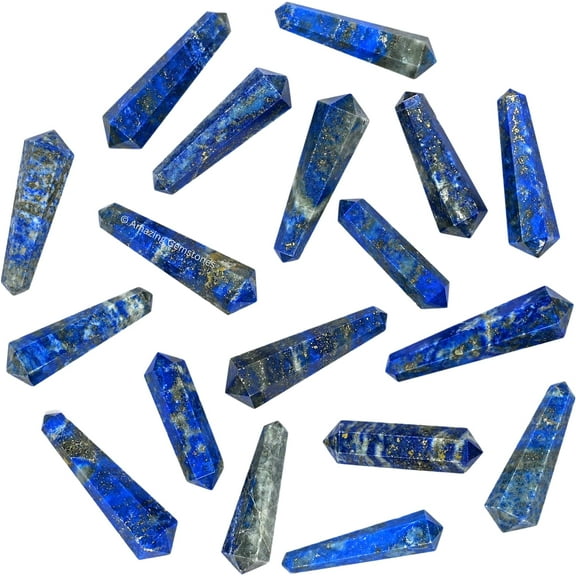 Lapis Lazuli Crystal Points Bulk 3 Pcs, Hexagonal Healing Point Double Terminated