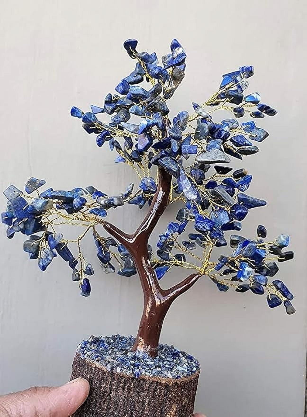 Lapis Lazuli Crystal Tree Natural Healing Gemstone Crystal Bonsai Fortune  Money Tree for Good Luck, Home Office Gift (Golden Wire and 300 Beads) Size  9-12... - Walmart.com