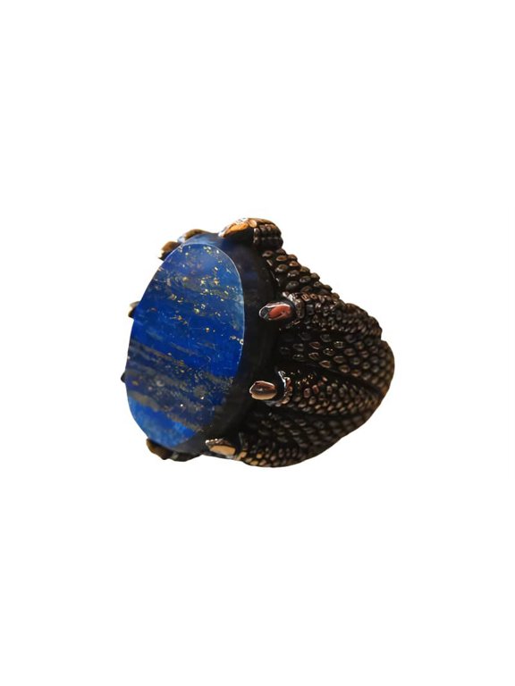 Lapis Lazuli Eagle Claw Ring, Natural Afghani Lapis Lazuli, Silver Jewelry, 925 Silver Ring, Birthday Gift, Heavy Mens Ring, Arabic Design, Ottoman Style Ring, Christmas, Turkey Mens Signet Ring