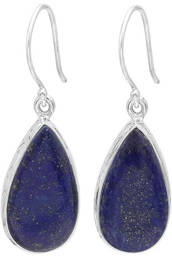 Earth Gems Jewelry Lapis Lazuli Earrings Sterling Silver Earrings Teardrop Gemstone Earrings for Women