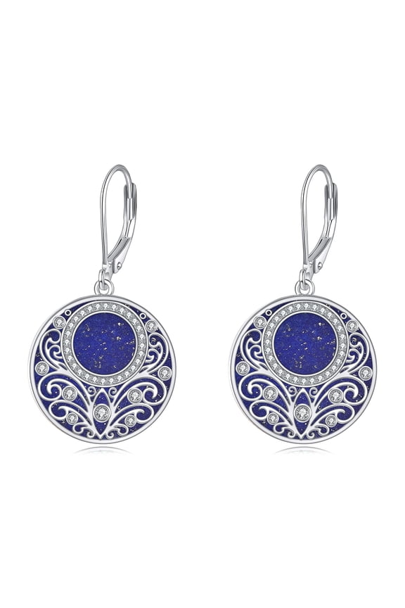 Lapis Lazuli Earrings Sterling Silver Filigree Drop Earrings Blue Lapis Dangle Earrings Jewelry Gifts For Women