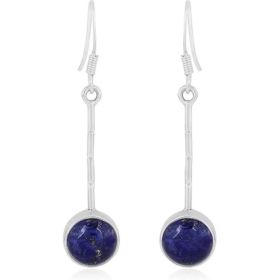Lapis Lazuli Earrings for Women Round Shape with 925 Sterling Silver Dangle Earrings for Women Gift Anniversary Engagement Christmas Thanksgiving