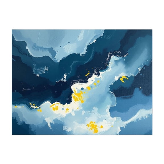 Lapis Lazuli Flow - Painting Abstract Modern Art Ocean Waves Minimalist Coastal Water Unframed Wall Art Print 22 x 28 inches