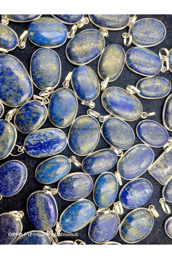 Lapis Lazuli Gemstone 925 Sterling Silver Plated Handmade Pendant 10 pcs