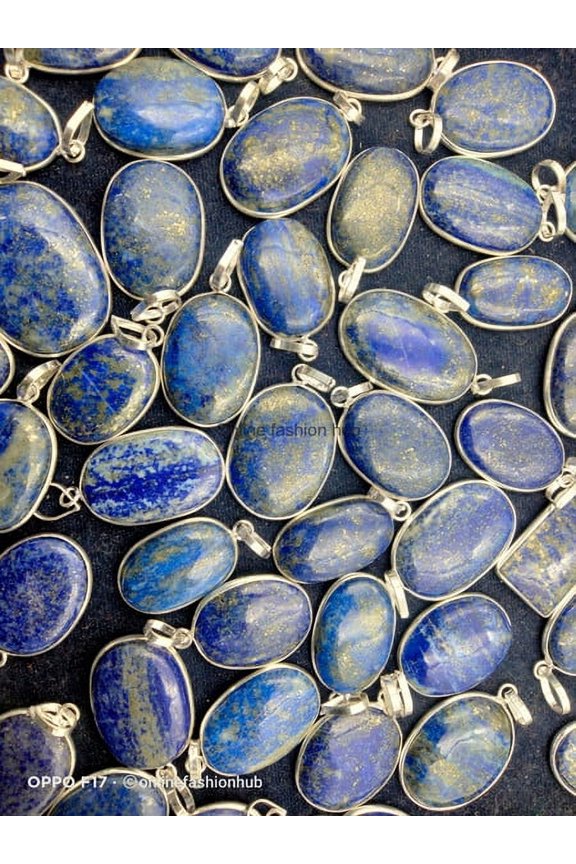 Lapis Lazuli Gemstone 925 Sterling Silver Plated Handmade Pendant 5 pcs