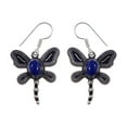 thumbnail image 1 of Tibetan Silver Silver Plated Lapis Lazuli Butterfly Drop Earrings for Women Handmade Boho Gift Jewelry, 1 of 5