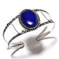 thumbnail image 1 of Natural Lapis Lazuli Gemstone 925 Sterling Silver Cuff Bangle Adjustable, 1 of 2