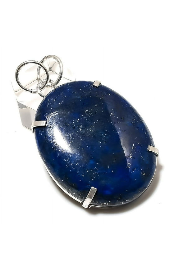 Natural Lapis Lazuli Gemstone Handmade 925 Sterling Silver Pendant 2.29"