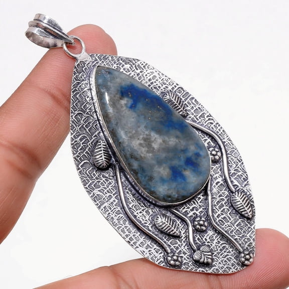Lapis Lazuli Gemstone Pendant Handmade Ethnic Unique Design Jewelry 3.10" FP 243