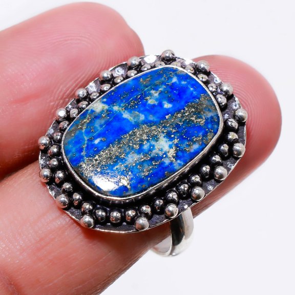Lapis Lazuli Gemstone Handmade Fashion Ethnic Gifted Ring Jewelry 8.25" SA 485