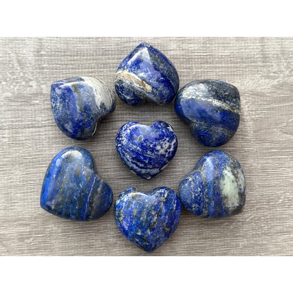 Lapis Lazuli Gemstone Hearts, Polished Lapis Lazuli Puffy Hearts, Lapis Lazuli Palm Stone, Lapis Lazuli Heart (10 Hearts)