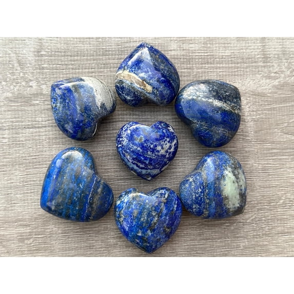 Lapis Lazuli Gemstone Hearts, Polished Lapis Lazuli Puffy Hearts, Lapis Lazuli Palm Stone, Lapis Lazuli Heart (2 Hearts)
