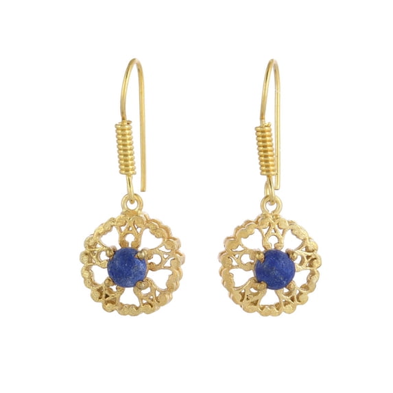 Lapis Lazuli Gold Over Brass Earring