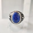 thumbnail image 1 of Lapis Lazuli Mens Ring, Natural Afghani Lapis Lazuli, Silver Jewelry, 925 Silver Ring, Birthday Gift, Heavy Mens Ring, Arabic Design, Ottoman Style Ring, Christmas, Turkey Mens Signet Ring, 1 of 8