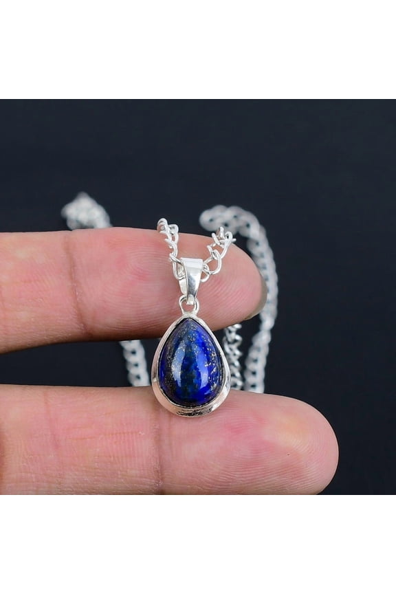 Lapis Lazuli Pendant  Handcrafted 925 Sterling Silver, Fine Polished, Modern Design, Wedding & Thanksgiving Gift