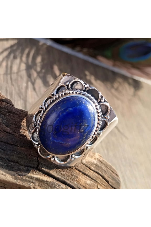 Lapis Lazuli Ring 925 Sterling Silver Ring Long Oval Blue Lapis Ring Big Stone Ring Lapis Ring Women Rings Handmade Ring Gift For her