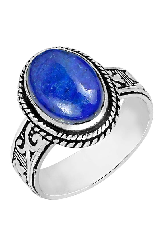 Lapis Lazuli Ring Size 10 Sterling Silver Plated For Women, Blue Stone September Birthstone Southwest Bohemian Jewelry Christmas Mother's Day Gifts For Her