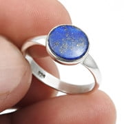 Lapis Lazuli Stone 925 Sterling Silver Mother September Band Ring Jewelry Size 7