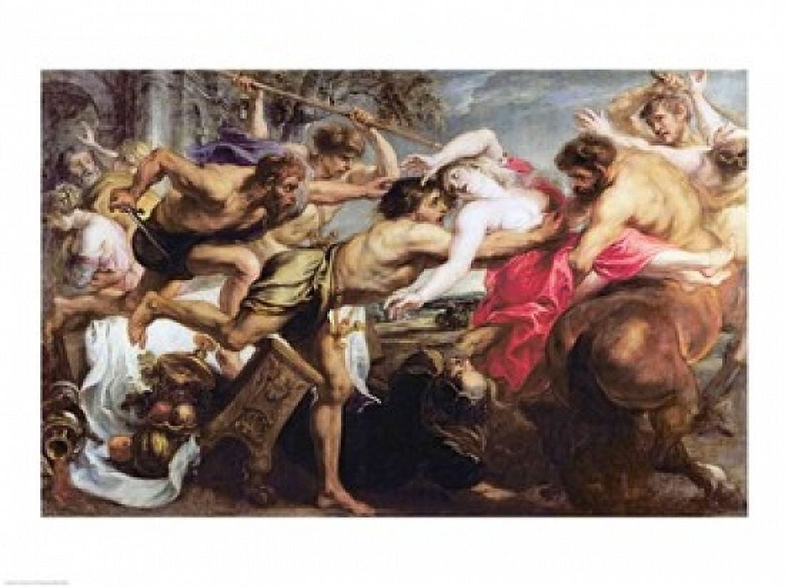 Lapiths and Centaurs Canvas Art - Peter Paul Rubens (36 x 24)
